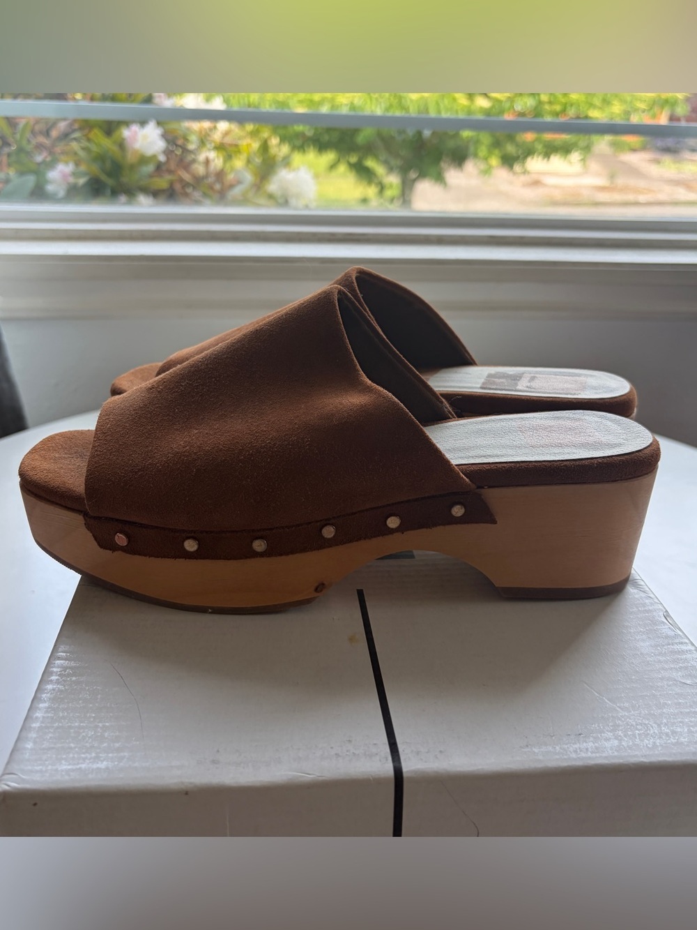 Dolce Vita Dorado Saddle Suede Platform Slide Mules - Picture 4 of 14
